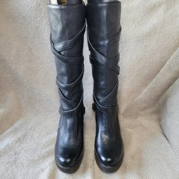 Michael Kors black leather round toe mid calf heeled boots size 8 - Picture 10 of 16